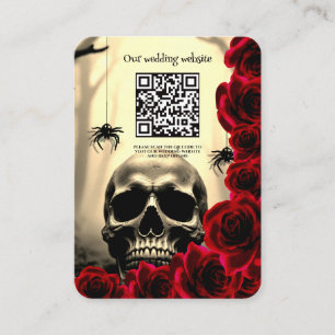 Black Creepy Gothic Wedding with Red Rose Enclosure Card