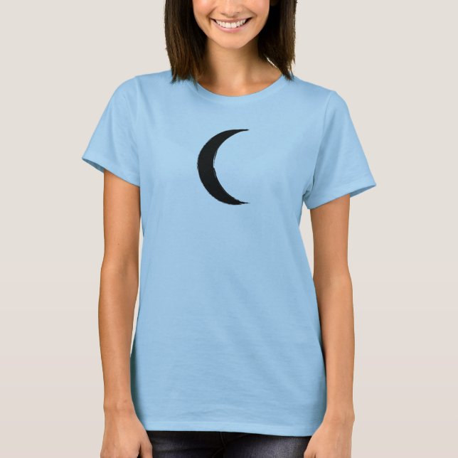 Black Crescent Waning Magic Dark Moon Astrology T-Shirt (Front)