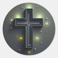 Black Cristian Cross with Green light