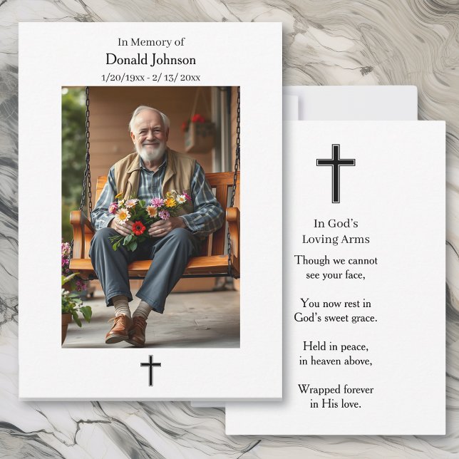 Black Cross and Poem Photo Memorial Card (Creator Uploaded)