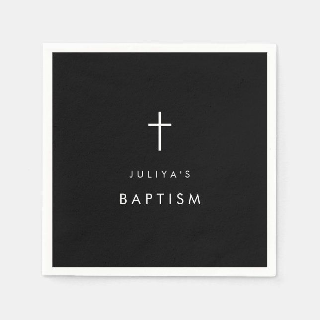 Black cross Baptism  Napkin (Front)