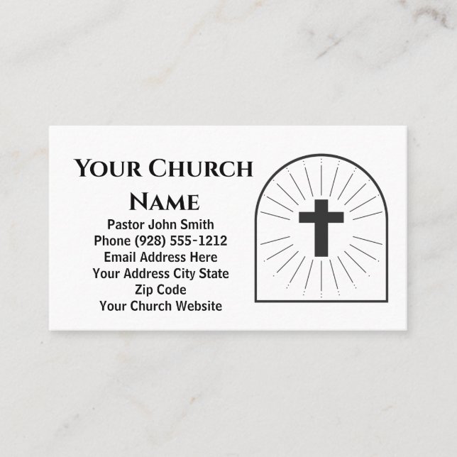Black Cross Logo Church Pastor Business Card (Front)