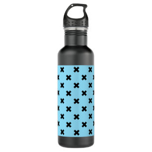 Black cross stitches on baby blue 710 ml water bottle