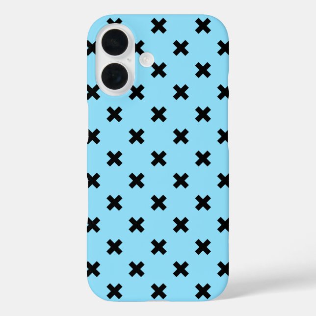 Black cross stitches on baby blue Case-Mate iPhone case (Back)