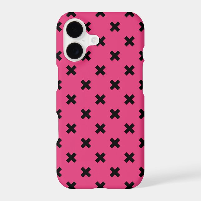 Black cross stitches on fuchsia (Back)