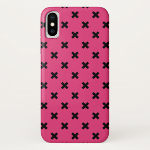 Black cross stitches on fuchsia Case-Mate iPhone case
