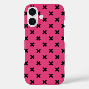 Black cross stitches on fuchsia iPhone 16 case