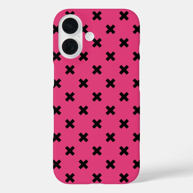 Black cross stitches on fuchsia Case-Mate iPhone case (Back)