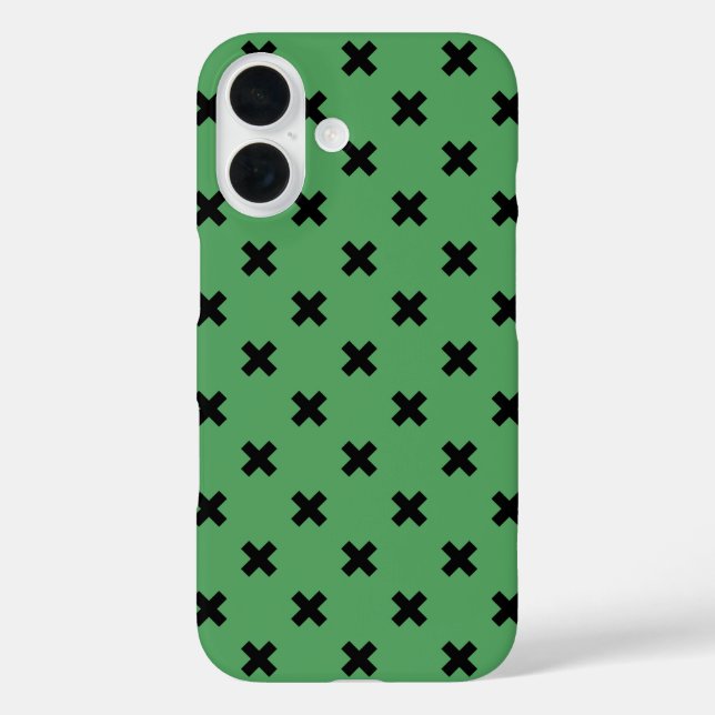 Black cross stitches on green Case-Mate iPhone case (Back)