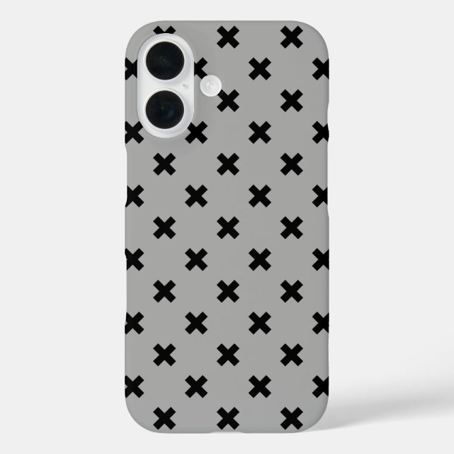 Black cross stitches on grey Case-Mate iPhone case (Back)