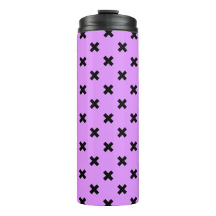 Black cross stitches on lilac thermal tumbler