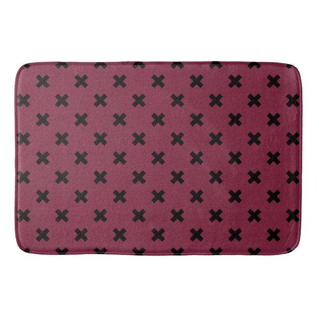 Black cross stitches on mulberry bath mat (Front)