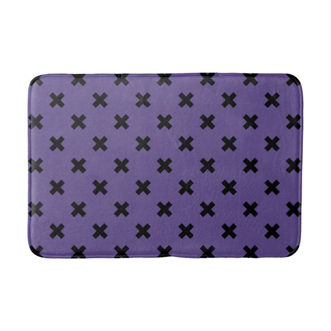 Black cross stitches on ultra violet bath mat (Front)
