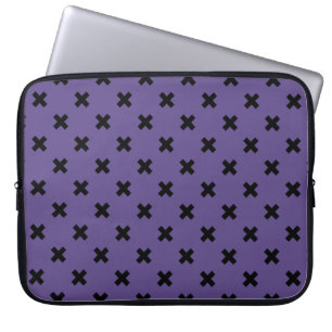 Black cross stitches on ultra violet laptop sleeve