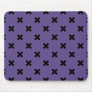 Black cross stitches on ultra violet mouse pad