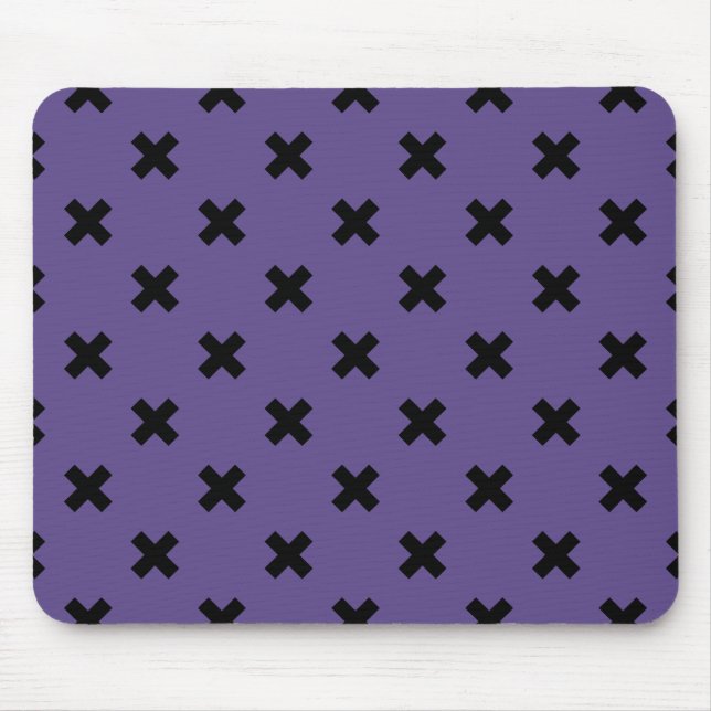 Black cross stitches on ultra violet mouse pad (Front)