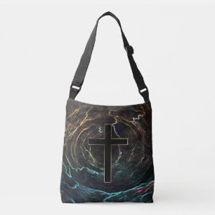 BLACK CROSS WITH BRIGHT HIGHLIGHTS CROSSBODY BAG