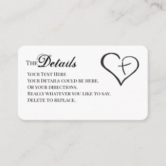 Black Crossed Heart Religious Details Card