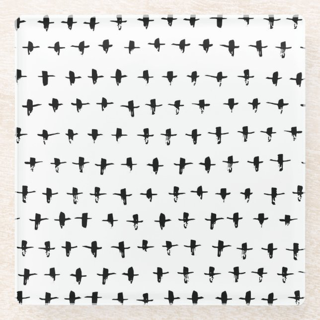 Black Crosses Hand Drawn Geometrical Glass Coaster (Front)