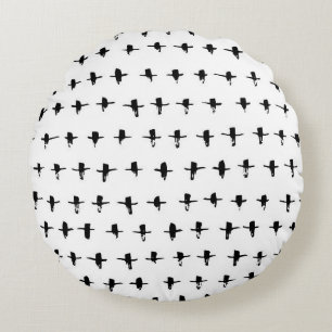 Black Crosses Hand Drawn Geometrical Round Cushion