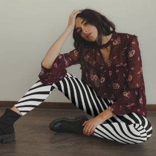 Black Crossing Stripes Leggings
