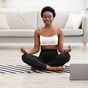 Black Crossing Stripes Yoga Mat