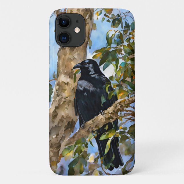 Black Crow Bird Art Phone Case (Back)