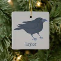 Black Crow Bird Illustration Personalised