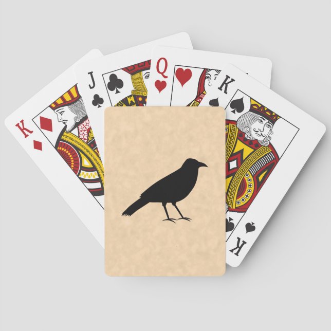 Black Crow Bird on a Parchment Pattern. Playing Cards (Back)