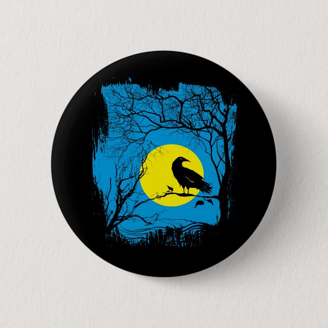 Black Crow Button (Front)