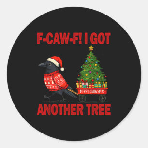 Black Crow F-caw-f Funny Bird Merry Crowstmas Adul Classic Round Sticker