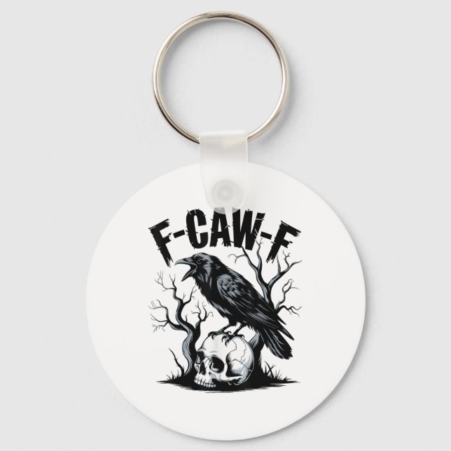 Black Crow, F-caw-f Funny Black Bird  Key Ring (Front)