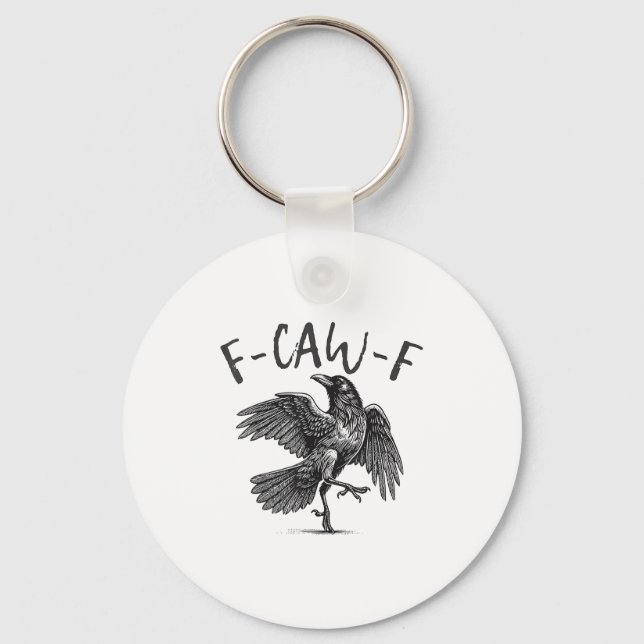 Black Crow, F-caw-f Funny Black Bird  Key Ring (Front)