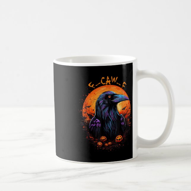 Black Crow, F-caw-f Funny Black Bird Moon Gothic A Coffee Mug (Right)
