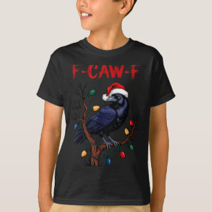 Black Crow, F-caw-f Meme Black Bird With Santa Hat T-Shirt