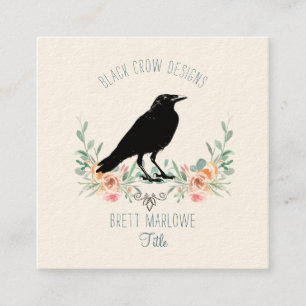 Black Crow Floral Square Business Card