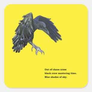 Black Crow & Haiku Illustration Square Sticker