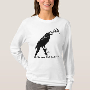 Black Crow Illustration - Gothic Style Art Design T-Shirt