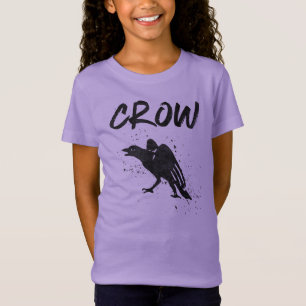 Black Crow in Ink Spatter Design T-Shirt