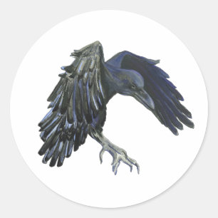 Black Crow Master of Time Illustration Classic Round Sticker