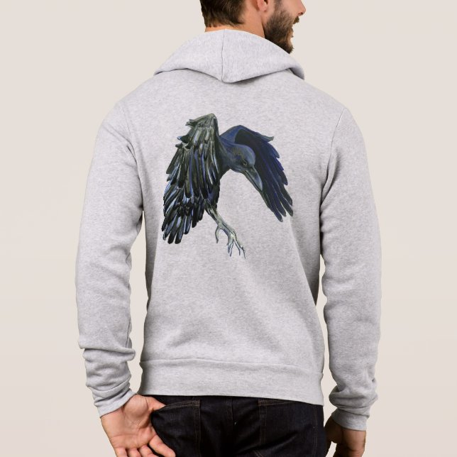 Black Crow Master of Time Illustration Light Grey Hoodie (Back)