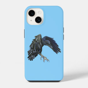 Black Crow Master of Time Illustration Sky Blue iPhone 14 Case