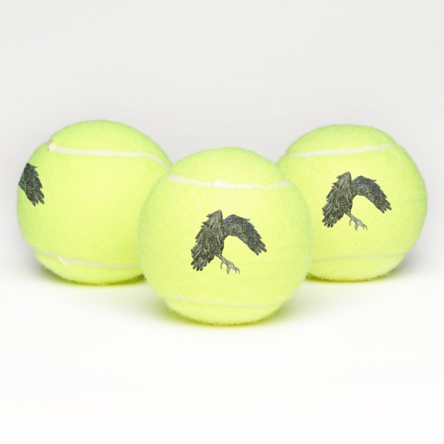 Black Crow Master of Time Illustration Tennis Balls (Multi)