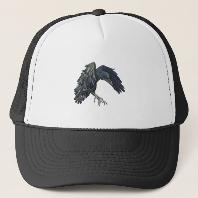 Black Crow Master of Time Illustration Trucker Hat (Front)