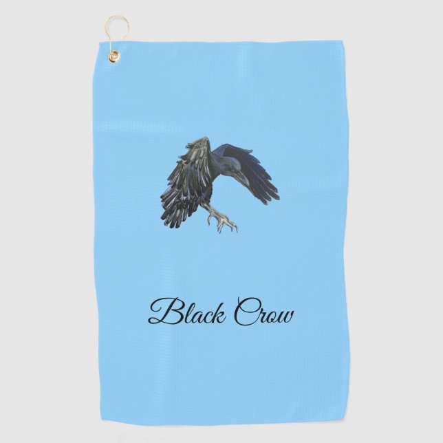 Black Crow Master of Time Personalised Sky Blue Golf Towel (Front)