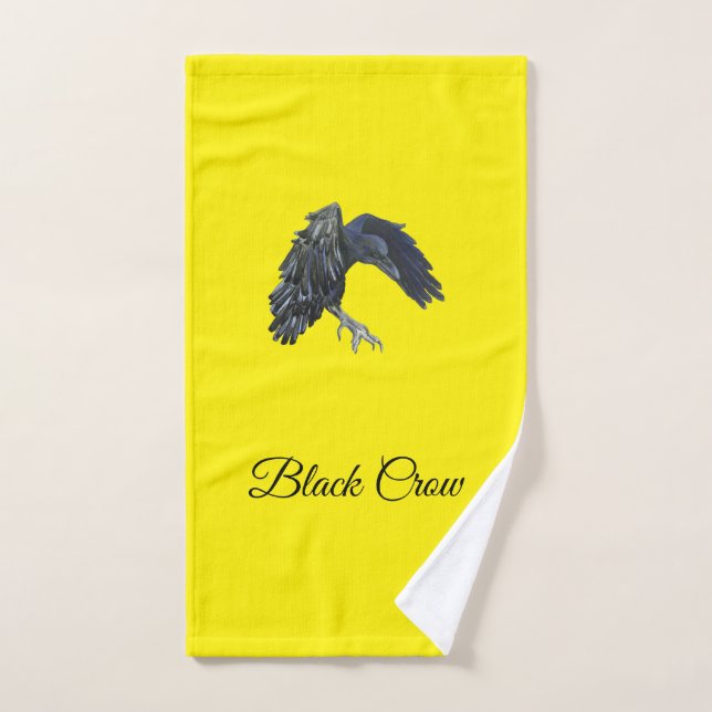 Black Crow Master of Time Personalised Yellow Hand Towel (Hand Towel)