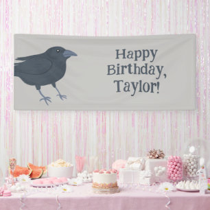 Black Crow on Grey Personalised Banner