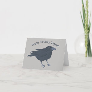 Black Crow on Grey Personalised Card