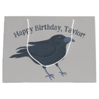 Black Crow on Grey Personalised