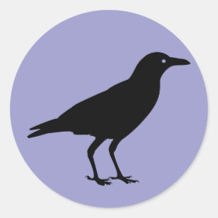 Black Crow Purple Halloween Classic Round Sticker